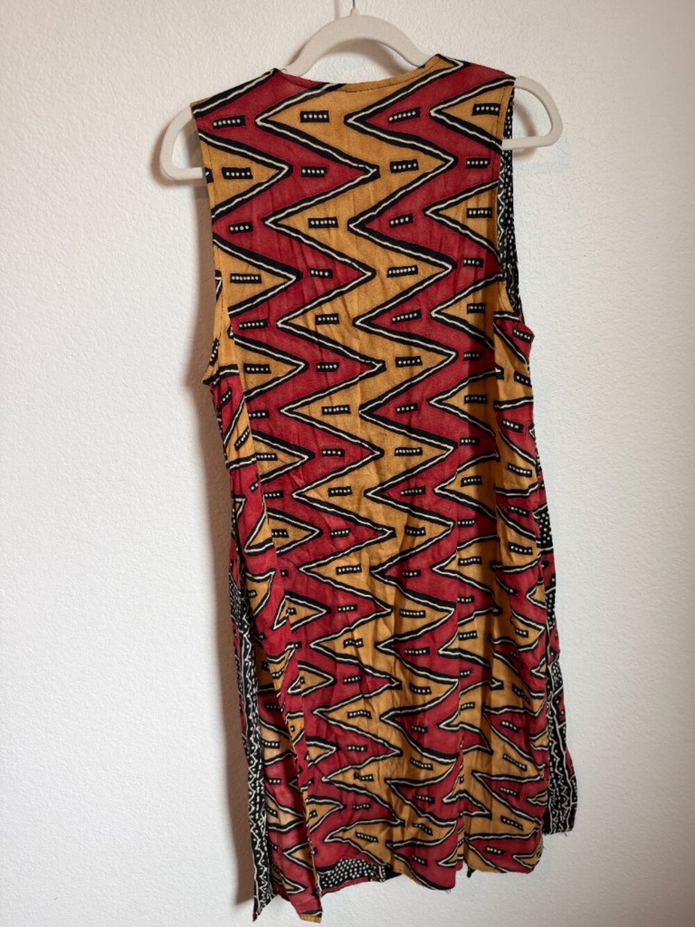 Vintage Casual Corner Boho Geometric Duster Vest Wearable Art Southwest Rayon L - Picture 8 of 8